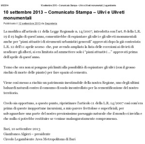 201309-10 settembre 2013 Comunicato Stampa – Ulivi e Uliveti monumentali _ Legambiente-page-001